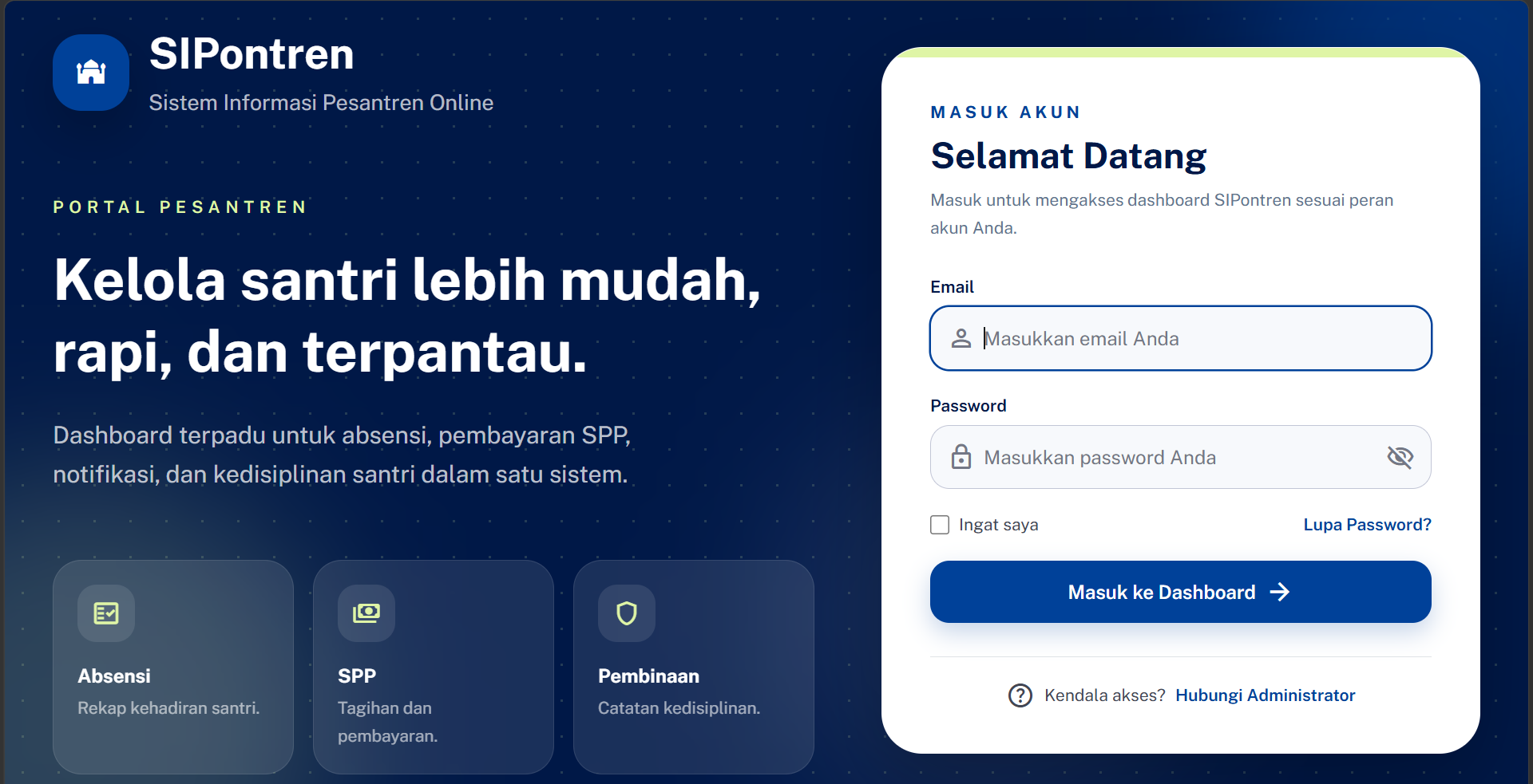 Tampilan Website SIPontren
